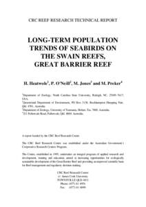 CRC REEF RESEARCH TECHNICAL REPORT  LONG-TERM POPULATION TRENDS OF SEABIRDS ON THE SWAIN REEFS, GREAT BARRIER REEF