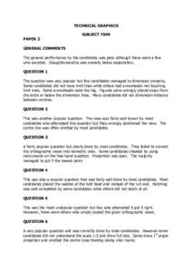 TECHNICAL GRAPHICS SUBJECT 7049 PAPER 2 GENERAL COMMENTS The general performance by the candidates was poor although there were a few who excelled. Draughtsmanship was overally below expectation.