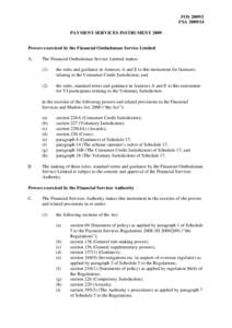 FOS[removed]: Payment Services Instrument 2009