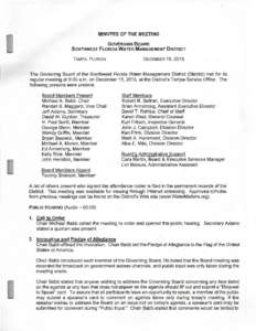 MINUTES OF THE MEETING GOVERNING BOARD SOUTHWEST FLORIDA WATER MANAGEMENT DISTRICT TAMPA, FLORIDA  DECEMBER 15, 2015