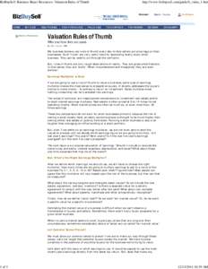 BizBuySell: Business Buyer Resources: Valuation Rules of Thumb