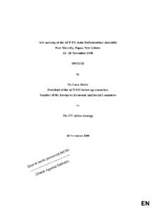 International trade / United Nations / European Economic and Social Committee / African /  Caribbean and Pacific Group of States / ACP–EU Joint Parliamentary Assembly / European Union / Economic Partnership Agreements / Economy of the European Union / International economics / International relations