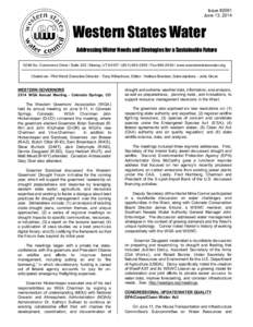 Issue #2091 June 13, 2014 Western States Water Addressing Water Needs and Strategies for a Sustainable Future 5296 So. Commerce Drive / Suite[removed]Murray, UT[removed][removed]Fax[removed]www.westernstateswate