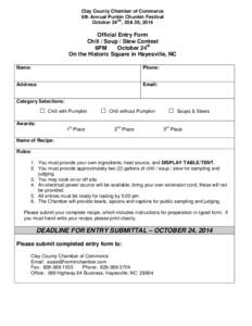 Entry Form - Chili Soup Stew 2014