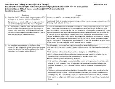 Performance bond / Georgia Department of Transportation / State Road and Tollway Authority / Payment Bond / Toll road / Toll revenue bond / Revenue bond / Economics / Sureties / Bonds / Transport