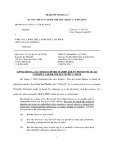 Lawsuits / John Doe / Strategic lawsuit against public participation / Subpoena / Deposition / Discovery / Motion to quash / Doe v. 2themart.com Inc. / Doe subpoena / Law / Legal terms / Legal documents