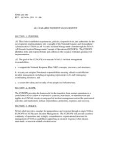 United States Department of Homeland Security / Government / Homeland Security Presidential Directive 8 / Continuity of Operations / Homeland security / Presidential directive / Emergency management / National Oceanic and Atmospheric Administration / Concept of operations / Homeland Security Act / Critical infrastructure protection