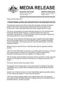 Media Release template - Minister Carr