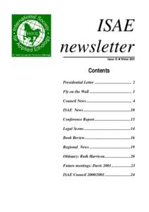 ISAE newsletter Issue 19 z Winter 2001 Contents Presidential Letter ..................................... 2