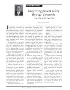 Guest Editorial  Governor Jim Doyle Improving patient safety through electronic