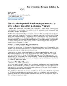 For Immediate Release October 5, 2015 Media Contact: Pete Prebus Extra Energy Services North America, Inc.  +ext: 700 