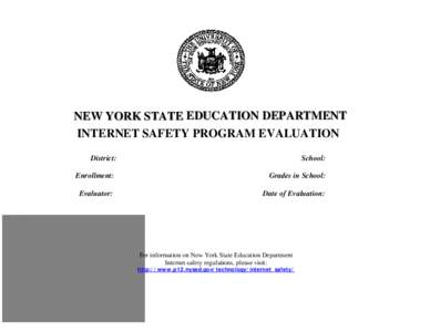 New York State Education Department Internet Safety Program Evaluation Rubric