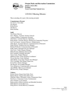 Oregon Parks and Recreation Commission January 24-25, 2012 Portland Tryon Creek State Natural Area[removed]Meeting Minutes