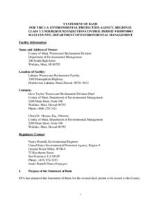 Water pollution / Water treatment / Sewerage / Environmental engineering / United States Environmental Protection Agency / Injection well / Safe Drinking Water Act / Title 40 of the Code of Federal Regulations / Reclaimed water / Environment / Earth / Water