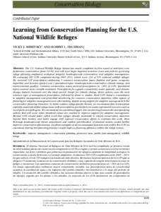 Contributed Paper  Learning from Conservation Planning for the U.S. National Wildlife Refuges VICKY J. MERETSKY∗ AND ROBERT L. FISCHMAN† ∗