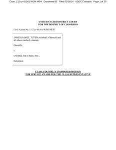 Case 1:12-cv[removed]WJM-MEH Document 60 Filed[removed]USDC Colorado Page 1 of 20  UNITED STATES DISTRICT COURT FOR THE DISTRICT OF COLORADO Civil Action No. 1:12-cv[removed]WJM-MEH JAMES DANIEL TUTEN on behalf of himself a