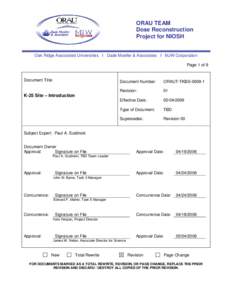 ORAU TEAM Dose Reconstruction Project for NIOSH Oak Ridge Associated Universities I Dade Moeller & Associates I MJW Corporation Page 1 of 9