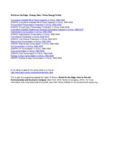 Energy policy / Low-carbon economy / Lester R. Brown / Energy economics / Earth Policy Institute / Renewable energy / World energy consumption / Geothermal electricity / Geothermal energy / Energy / Technology / Alternative energy