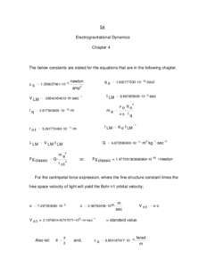 54 Electrogravitational Dynamics Chapter 4 The below constants are stated for the equations that are in the following chapter.