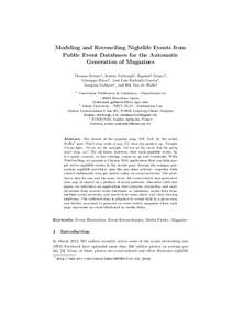 Modeling and Reconciling Nightlife Events from Public Event Databases for the Automatic Generation of Magazines Thomas Steiner1 , Ruben Verborgh2 , Raphaël Troncy3 , Giuseppe Rizzo3 , José Luis Redondo Garcia3 , Joaqui