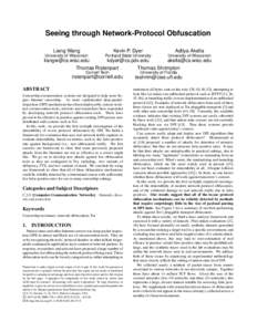 Seeing through Network-Protocol Obfuscation Liang Wang Kevin P. Dyer  Aditya Akella