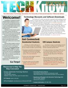 FallEXTRA The Information Technology Newsletter for University of Maryland Students • Welcome Edition  Welcome!
