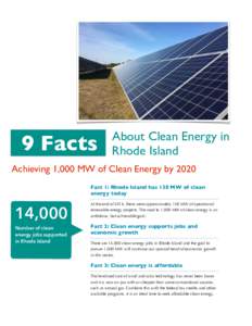 9 Facts  About Clean Energy in Rhode Island  Achieving 1,000 MW of Clean Energy by 2020