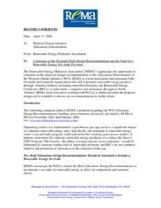 REVISED COMMENTS Date: April 17, 2008 To: Western Climate Initiative Allocations Subcommittee