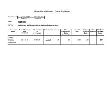 Proactive Disclosure - Travel Expenses Period Covered: from (YYYY-MM-DD[removed]to (YYYY-MM-DD[removed]