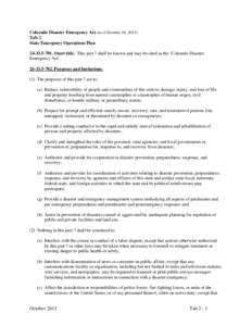 Disaster preparedness / Humanitarian aid / Occupational safety and health / Office of Emergency Management / Governor of Oklahoma / State of emergency / Continuity of Operations Plan / Emergency / Oklahoma Emergency Management Act / Public safety / Management / Emergency management