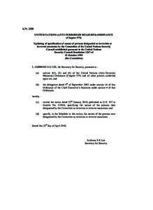 G.N[removed]UNITED NATIONS (ANTI-TERRORISM MEASURES) ORDINANCE (Chapter 575) Updating of specification of names of persons designated as terrorists or terrorist associates by the Committee of the United Nations Security Co