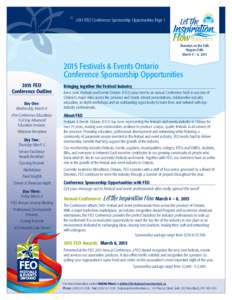 2015 FEO Conference Sponsorship Opportunities Page 1  FEO 2015 Conference N I A G A R A FA L L S  Sheraton on the Falls