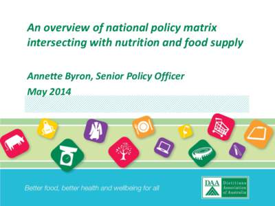 An overview of national policy matrix intersecting with nutrition and food supply Annette Byron, Senior Policy Officer May 2014  Presentation outline