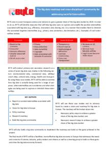 The Big data roadmap and cross-disciplinarY community for addressing socieTal Externalities BYTE aims to assist European science and industry to gain a greater share of the big data market byIn order to do so, BYT