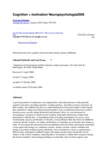 Cognition + motivation Neuropsychologia2009 Neuropsychologia Volume 48, Issue 2, January 2010, Pages[removed]doi:[removed]j.neuropsychologia[removed] | How to Cite or Link Using DOI