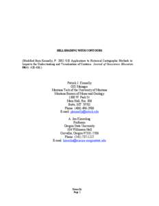 HILLSHADING WITH CONTOURS  (Modified from Kennelly, P[removed]GIS Applications to Historical Cartographic Methods to Improve the Understanding and Visualization of Contours. Journal of Geoscience Education. 50(4): [removed]
