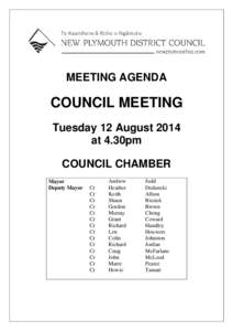 MEETING AGENDA  COUNCIL MEETING Tuesday 12 August 2014 at 4.30pm COUNCIL CHAMBER