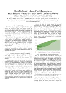 High Radioactive Spent Fuel Management. Dual Purpose Metal Casks as a Current Optimal Solution-ALEJANDRO PALACIO