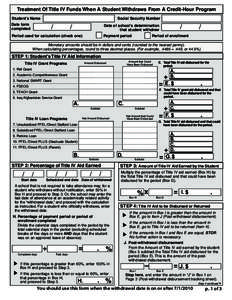 Treatment Of Title IV Funds When A Student Withdraws From A Credit-Hour Program Student’s Name Social Security Number  Date form