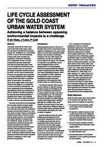 water resources  Life Cycle Assessment of the Gold Coast Urban Water System Achieving a balance between opposing