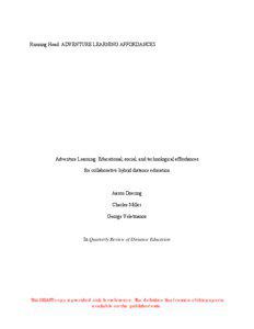 Running Head: ADVENTURE LEARNING AFFORDANCES  Adventure Learning: Educational, social, and technological affordances