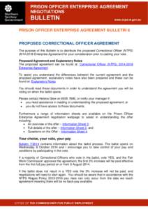 PRISON OFFICER ENTERPRISE AGREEMENT NEGOTIATIONS BULLETIN  www.ocpe.nt.gov.au