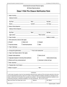 Class V Well Pre-Closure Notification Form