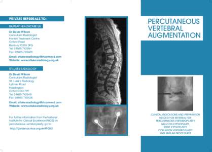 PRIVATE REFERRALS TO: RAMSAY HEALTHCARE UK Dr David Wilson Consultant Radiologist Horton Treatment Centre Oxford Road