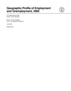 Geographic Profile of Employment and Unemployment, 2000 U.S. Department of Labor Elaine L. Chao, Secretary Bureau of Labor Statistics Lois L. Orr, Acting Commissioner