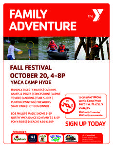 FAMILY ADVENTURE fall festival October 20, 4-8p YMCA CAMP HYDE