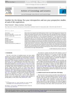 Comfort for the dying: five year retrospective and one year prospective studies of end of life experiences