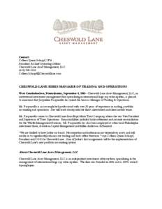 Cheswold Lane Asset Management / Montgomery County /  Pennsylvania / West Conshohocken /  Pennsylvania