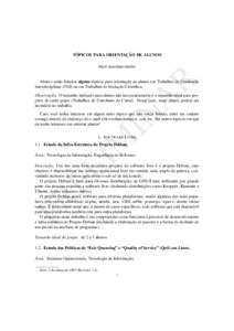 TÓPICOS PARA ORIENTAÇÃO DE ALUNOS  R PROF. ROGÉRIO BRITO