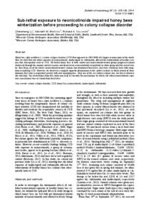 Sub-lethal exposure to neonicotinoids impaired honey bees winterization before proceeding to colony collapse disorder